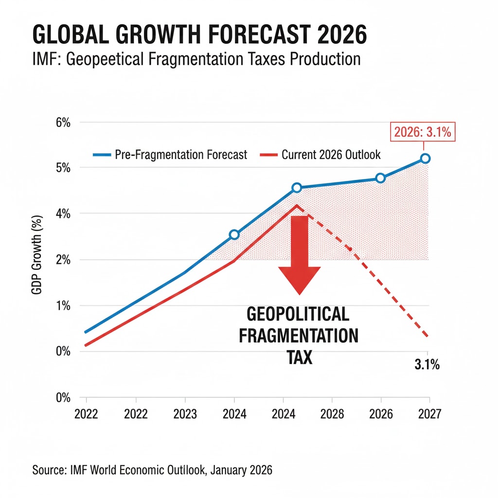 IMF 2026 global growth forecast at 3.1% impacted by geopolitical fragmentation and supply chain disruptions