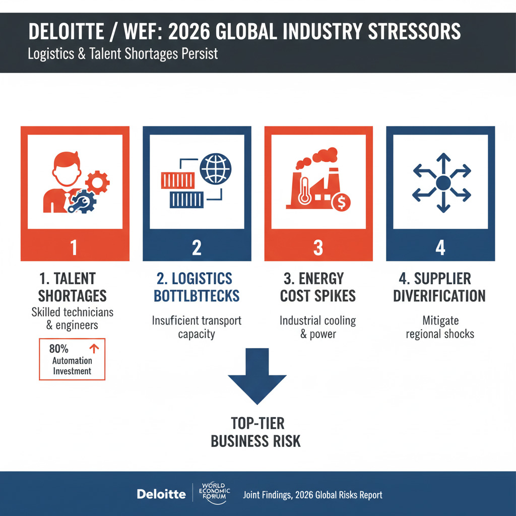 Logistics and talent shortages in 2026: Industrial robotics investment vs infrastructure bottlenecks Deloitte WEF report
