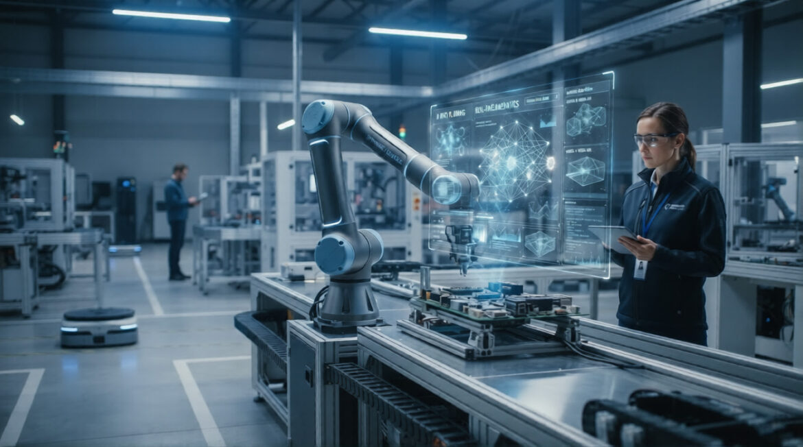 Google Robotics Strategy with AI-powered industrial robots in a modern smart factory